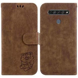 For LG K61 Little Tiger Embossed Leather Phone Case(Brown)