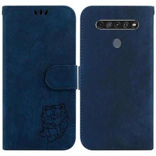 For LG K61 Little Tiger Embossed Leather Phone Case(Dark Blue)