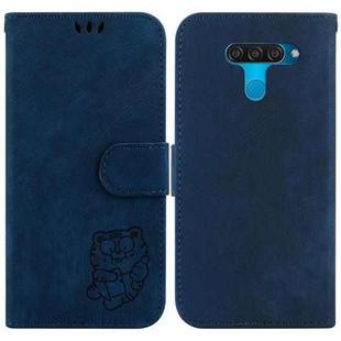 For LG K50 / Q60 Little Tiger Embossed Leather Phone Case(Dark Blue)