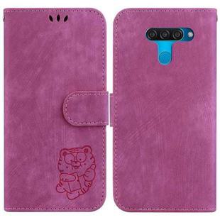 For LG K50 / Q60 Little Tiger Embossed Leather Phone Case(Rose Red)