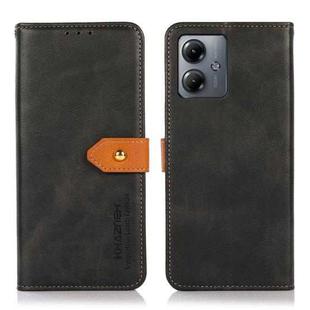 For Motorola Moto G14 4G KHAZNEH Dual-color Cowhide Texture Flip Leather Phone Case(Black)