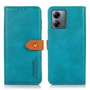 For Motorola Moto G14 4G KHAZNEH Dual-color Cowhide Texture Flip Leather Phone Case(Blue)