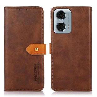 For Motorola Moto G24 Power KHAZNEH Dual-color Cowhide Texture Flip Leather Phone Case(Brown)