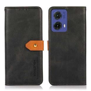 For Motorola Moto G85 KHAZNEH Dual-color Cowhide Texture Flip Leather Phone Case(Black)