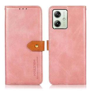 For Motorola Moto G64 5G KHAZNEH Dual-color Cowhide Texture Flip Leather Phone Case(Rose Gold)