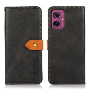 For Motorola Moto G55 5G KHAZNEH Dual-color Cowhide Texture Flip Leather Phone Case(Black)