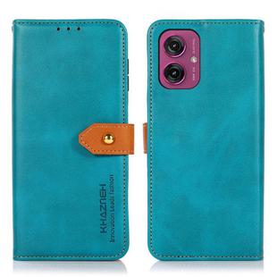 For Motorola Moto G55 5G KHAZNEH Dual-color Cowhide Texture Flip Leather Phone Case(Blue)