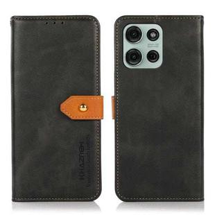 For Motorola Moto G75 5G KHAZNEH Dual-color Cowhide Texture Flip Leather Phone Case(Black)