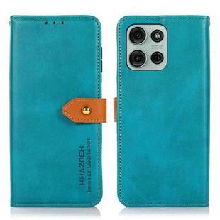 For Motorola Moto G75 5G KHAZNEH Dual-color Cowhide Texture Flip Leather Phone Case(Blue)