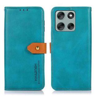 For Motorola Moto G56 5G KHAZNEH Dual-color Cowhide Texture Flip Leather Phone Case(Blue)