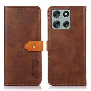 For Motorola Moto G56 5G KHAZNEH Dual-color Cowhide Texture Flip Leather Phone Case(Brown)