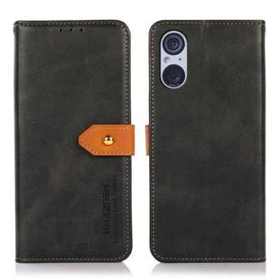 For Sony Xperia 5 V KHAZNEH Dual-color Cowhide Texture Flip Leather Phone Case(Black)