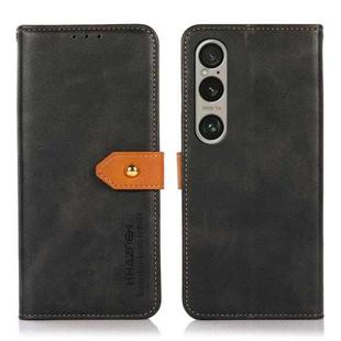 For Sony Xperia 1 IV KHAZNEH Dual-color Cowhide Texture Flip Leather Phone Case(Black)