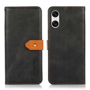 For Sony Xperia 10 VI KHAZNEH Dual-color Cowhide Texture Flip Leather Phone Case(Black)