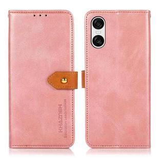 For Sony Xperia 10 VI KHAZNEH Dual-color Cowhide Texture Flip Leather Phone Case(Rose Gold)