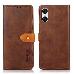 For Sony Xperia 10 VI KHAZNEH Dual-color Cowhide Texture Flip Leather Phone Case(Brown)