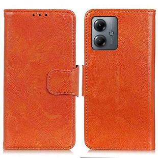 For Motorola Moto G14 4G Nappa Texture Flip Leather Phone Case(Orange)