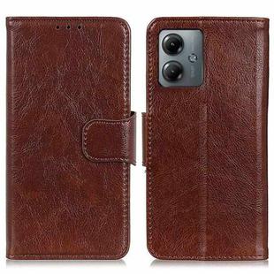 For Motorola Moto G14 4G Nappa Texture Flip Leather Phone Case(Brown)