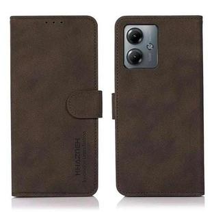 For Motorola Moto G14 4G KHAZNEH Matte Texture Leather Phone Case(Brown)