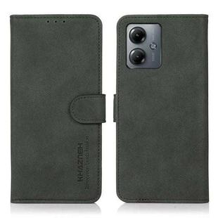 For Motorola Moto G14 4G KHAZNEH Matte Texture Leather Phone Case(Green)