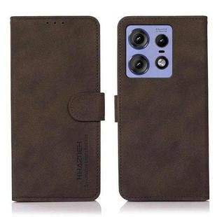 For Motorola Edge 50 Pro KHAZNEH Matte Texture Leather Phone Case(Brown)