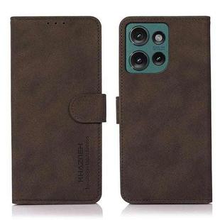 For Motorola Edge 50 5G Global KHAZNEH Matte Texture Leather Phone Case(Brown)