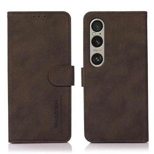 For Sony Xperia 1 IV KHAZNEH Matte Texture Leather Phone Case(Brown)