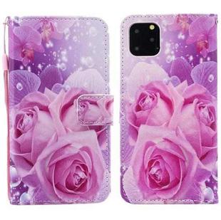 For iPhone 15 Pro Max Painted Pattern Horizontal Flip Leather Phone Case(Rose)
