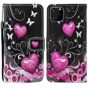 For iPhone 15 Pro Painted Pattern Horizontal Flip Leather Phone Case(Peach Heart)