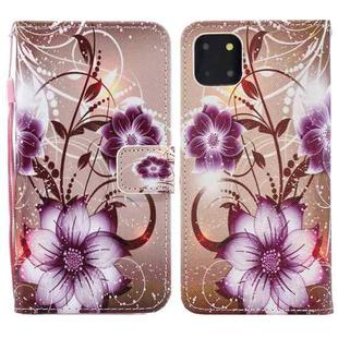 For iPhone 15 Painted Pattern Horizontal Flip Leather Phone Case(Lotus)