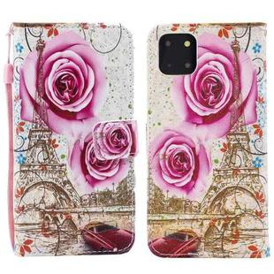For iPhone 15 Painted Pattern Horizontal Flip Leather Phone Case(Rose Tower)