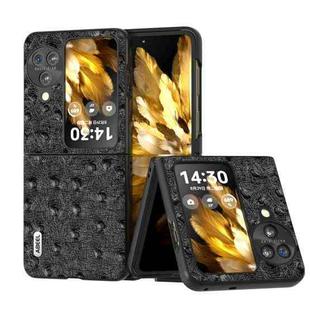 For OPPO Find N3 Flip ABEEL Genuine Leather Ostrich Texture Phone Case(Black)