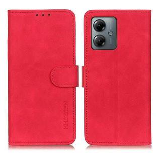 For Motorola Moto G14 4G KHAZNEH Retro Texture Leather Phone Case(Red)