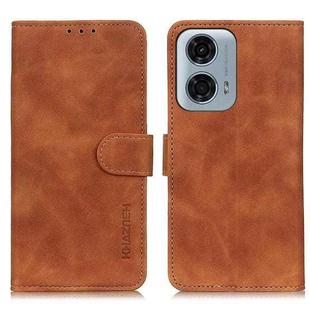 For Motorola Moto G24 Power KHAZNEH Retro Texture Leather Phone Case(Brown)