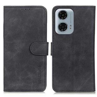 For Motorola Moto G34 KHAZNEH Retro Texture Leather Phone Case(Black)