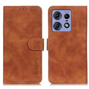 For Motorola Edge 50 Pro KHAZNEH Retro Texture Leather Phone Case(Brown)