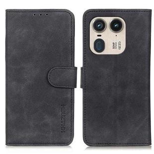 For Motorola Edge 50 Ultra KHAZNEH Retro Texture Leather Phone Case(Black)