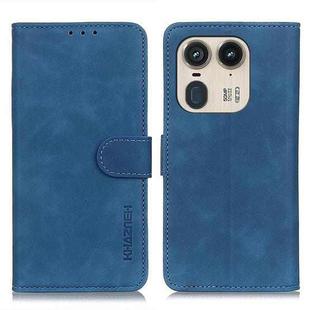 For Motorola Edge 50 Ultra KHAZNEH Retro Texture Leather Phone Case(Blue)