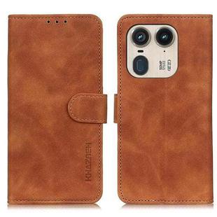 For Motorola Edge 50 Ultra KHAZNEH Retro Texture Leather Phone Case(Brown)