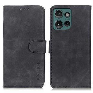 For Motorola Edge 50 KHAZNEH Retro Texture Leather Phone Case(Black)