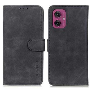 For Motorola Moto G55 5G KHAZNEH Retro Texture Leather Phone Case(Black)