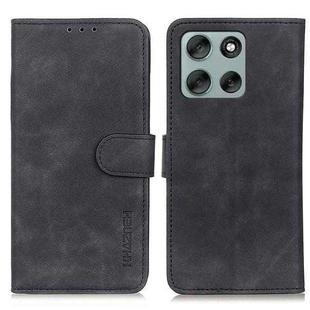 For Motorola Moto G56 5G KHAZNEH Retro Texture Leather Phone Case(Black)