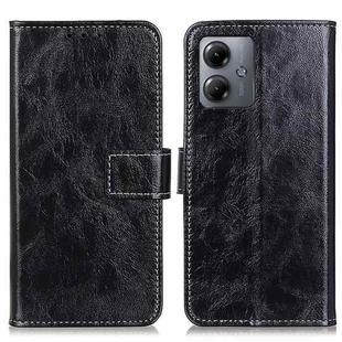 For Motorola Moto G14 4G Retro Crazy Horse Texture Leather Phone Case(Black)