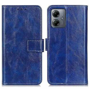 For Motorola Moto G14 4G Retro Crazy Horse Texture Leather Phone Case(Blue)