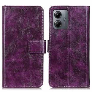 For Motorola Moto G14 4G Retro Crazy Horse Texture Leather Phone Case(Purple)