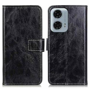 For Motorola Moto G34 Retro Crazy Horse Texture Leather Phone Case(Black)