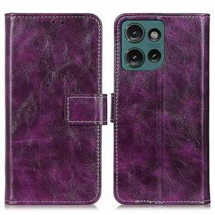 For Motorola Edge 50 Retro Crazy Horse Texture Leather Phone Case(Purple)