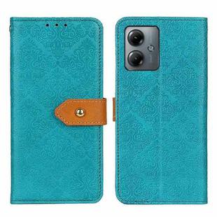 For Motorola Moto G14 4G European Floral Embossed Flip Leather Phone Case(Blue)