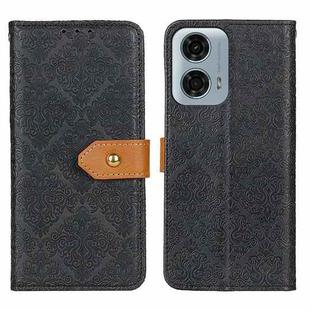 For Motorola Moto G04/G24 European Floral Embossed Flip Leather Phone Case(Black)