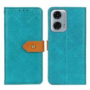For Motorola Moto G04/G24 European Floral Embossed Flip Leather Phone Case(Blue)
